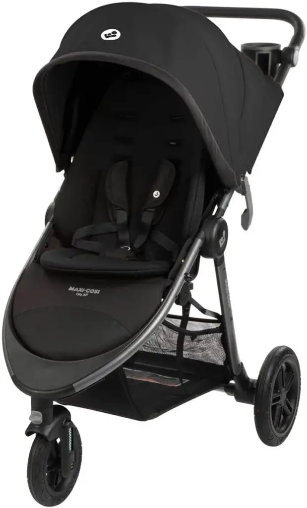 melhor carrinho de bebe 3 rodas - carrinho preto com detalhes em alumínio, 3 rodas
