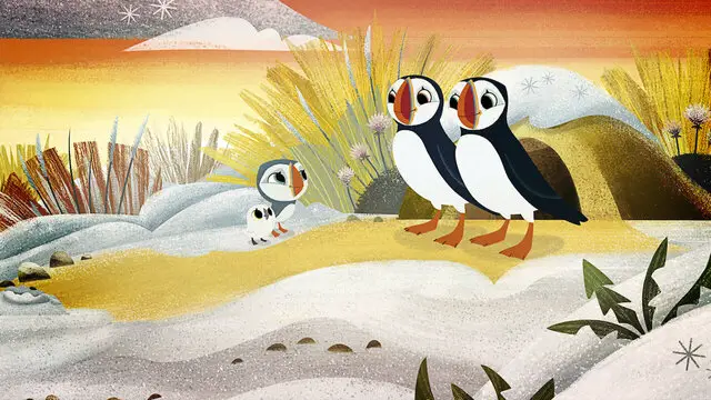 Desenhos Educativos e de baixo estímulo na Netflix: 4 pinguins, sendo um filhote.